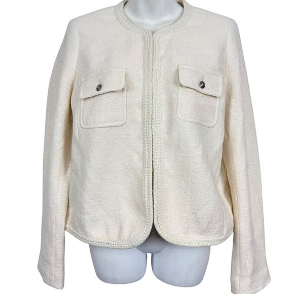 Talbots Ivory Womens Boiled Wool Blend Suit Jacket Blazer Career Classic sz 10 - Picture 1 of 16